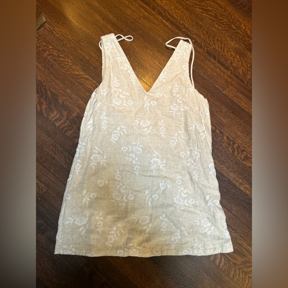 Floral Embroidered Linen Dress